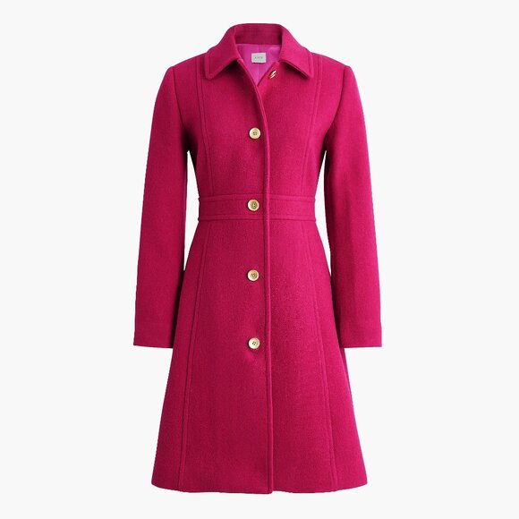 J.Crew Factory Petite Wool-Blend Lady Day Coat In Pink Size P12 (L) - Picture 1 of 9